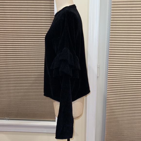 Zara Frilled Chenille Extra Long Sleeve Sweater - Picture 4 of 7